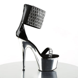 ADORE-789RS Sexy 7" Heel Black Silver Pole Dancer Shoes