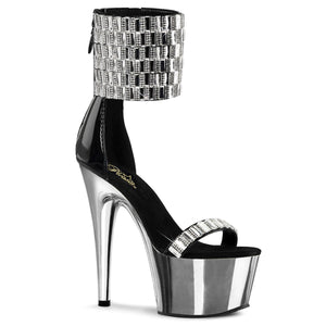 ADORE-789RS Sexy 7" Heel Black Silver Pole Dancer Shoes