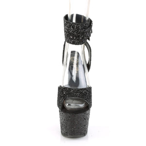 ADORE-791LG Pleaser 7" Heel Black Glitter Pole Dancing Shoes