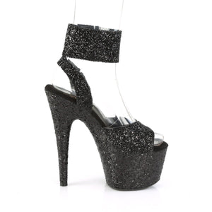 ADORE-791LG Pleaser 7" Heel Black Glitter Pole Dancing Shoes