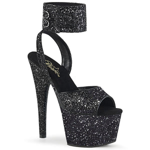 ADORE-791LG Pleaser 7" Heel Black Glitter Pole Dancing Shoes