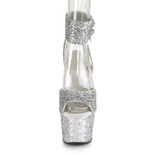 Load image into Gallery viewer, ADORE-791LG Pleaser 7&quot; Heel Silver Glitter Pole Dancing Shoe