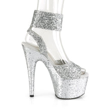 Load image into Gallery viewer, ADORE-791LG Pleaser 7&quot; Heel Silver Glitter Pole Dancing Shoe