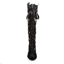 Load image into Gallery viewer, AMUSE-2020 Fabulicious 5&quot; Heel Black Velvet Knee High Boots