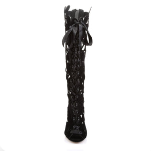 AMUSE-2020 Fabulicious 5" Heel Black Velvet Knee High Boots