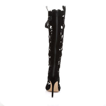 Load image into Gallery viewer, AMUSE-2020 Fabulicious 5&quot; Heel Black Velvet Knee High Boots