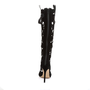 AMUSE-2020 Fabulicious 5" Heel Black Velvet Knee High Boots