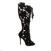 Load image into Gallery viewer, AMUSE-2020 Fabulicious 5&quot; Heel Black Velvet Knee High Boots