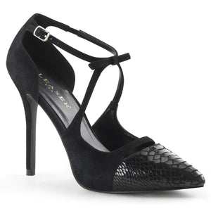 AMUSE-38SN Sexy 5" Heel Black Snake-Suede Fetish Footwear