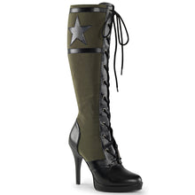 Load image into Gallery viewer, ARENA-2022 4.5&quot; Heel Black Army Green Canvas Women&#39;s Boots