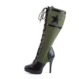 ARENA-2022 4.5" Heel Black Army Green Canvas Women's Boots