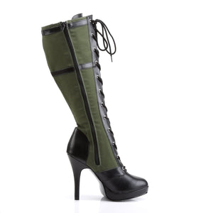 ARENA-2022 4.5" Heel Black Army Green Canvas Women's Boots