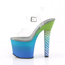 Load image into Gallery viewer, ARIEL-708OMBRE 7&quot; Heel Clear Green-Blue Ombre Stripper Shoes