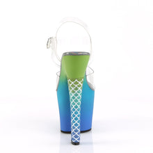 Load image into Gallery viewer, ARIEL-708OMBRE 7&quot; Heel Clear Green-Blue Ombre Stripper Shoes