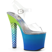 Load image into Gallery viewer, ARIEL-708OMBRE 7&quot; Heel Clear Green-Blue Ombre Stripper Shoes