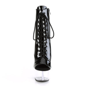 ASPIRE-1021 Pleaser 6" Heel Black and Clear Sexy Ankle Boots