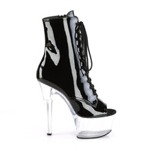 Load image into Gallery viewer, ASPIRE-1021 Pleaser 6&quot; Heel Black and Clear Sexy Ankle Boots