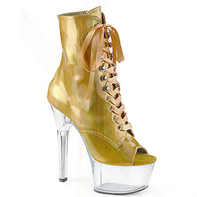 Load image into Gallery viewer, ASPIRE-1021BHG 6&quot; Heel Gold Brushed Hologram Sexy Ankle Boot