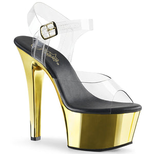 ASPIRE-608 Sexy 6" Heel Clear Gold Chrome Pole Dance Sandal