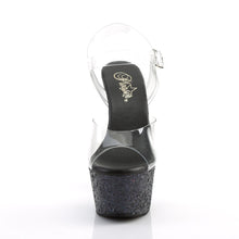 Load image into Gallery viewer, ASPIRE-608LG Sexy Heels Clear and Black Glitter Sexy Sandals