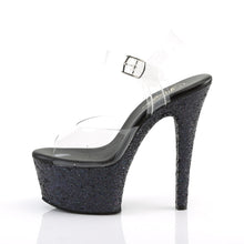 Load image into Gallery viewer, ASPIRE-608LG Sexy Heels Clear and Black Glitter Sexy Sandals