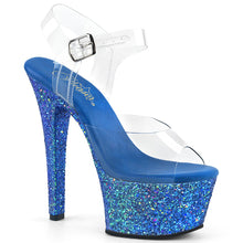 Load image into Gallery viewer, ASPIRE-608LG Sexy 6Inch Transparent Blue Glitter Sexy Sandal