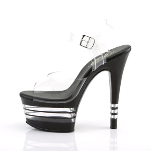 ASPIRE-608LN Sexy 6" Heel Clear Black Pole Dancer Sandals