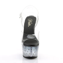 Load image into Gallery viewer, ASPIRE-608STD Sexy 6&quot; Heel Clear &amp; Black Pole Dancer Sandals