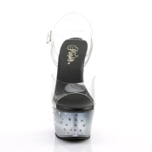 ASPIRE-608STD Sexy 6" Heel Clear & Black Pole Dancer Sandals