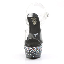 Load image into Gallery viewer, ASPIRE-608STPL Pleaser 6 Inch Black Silver Holo Sexy Sandals