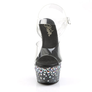 ASPIRE-608STPL Pleaser 6 Inch Black Silver Holo Sexy Sandals