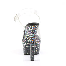 Load image into Gallery viewer, ASPIRE-608STPL Pleaser 6 Inch Black Silver Holo Sexy Sandals