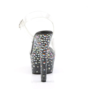 ASPIRE-608STPL Pleaser 6 Inch Black Silver Holo Sexy Sandals