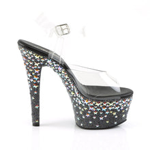 Load image into Gallery viewer, ASPIRE-608STPL Pleaser 6 Inch Black Silver Holo Sexy Sandals