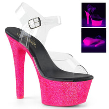 Load image into Gallery viewer, ASPIRE-608UVG Clear Neon Hot Pink Glitter Sexy Sandals