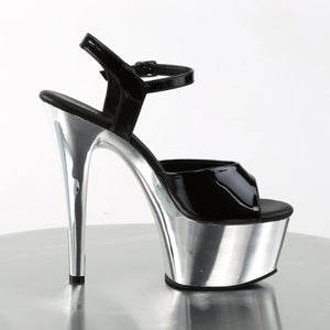 ASPIRE-609 6 Inch Heel Black Silver Chrome Pole Dancing Shoe