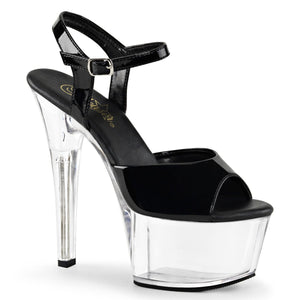 ASPIRE-609 Pleaser 6" Heel Black and Clear Pole Dancing Shoe