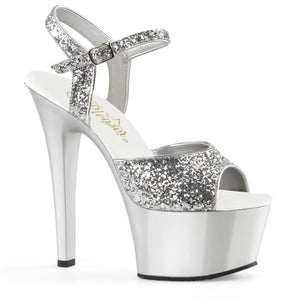 ASPIRE-609G 6" Heel Silver Glitter Sexy Sandals