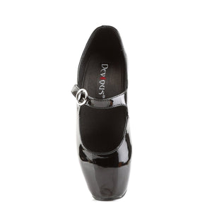 BALLET-08 Devious Fetish Footwear 7" Heel Black Patent Shoes