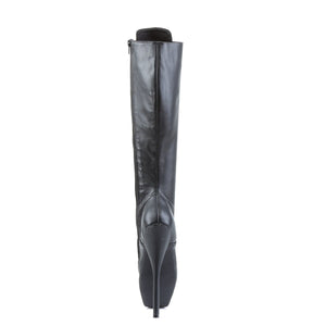 BALLET-2020 Devious Fetish 7" Heel Black Leather Knee Highs