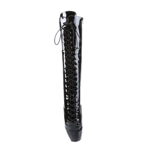 BALLET-2020 Devious Fetish 7" Heel Black Patent Knee Boots