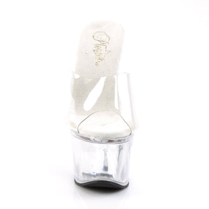 BEAU-601 Pleasers 6.5 Inch Heel Clear Pole Dancing Wedges