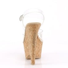 Load image into Gallery viewer, BEAU-608 Pleasers 6.5&quot; Heel Clear and Tan Pole Dancer Wedges