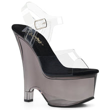 Load image into Gallery viewer, BEAU-608T 6.5&quot; Heel Clear Smoke Tinted Pole Dancer Wedges