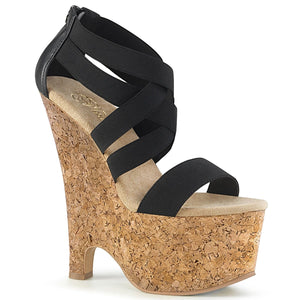 BEAU-669 Pleaser 6.5 Inch Heel Black Pole Dancing Wedges