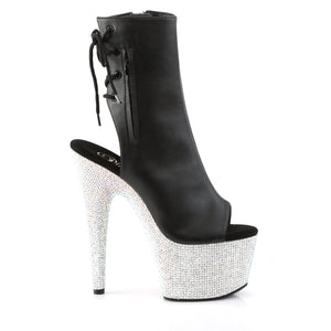 BEJEWELED-1018DM-7 Pleasers 7" Heel Black Bling Ankle Boots