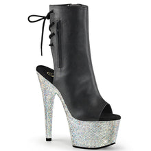 Load image into Gallery viewer, BEJEWELED-1018DM-7 Pleasers 7&quot; Heel Black Bling Ankle Boots