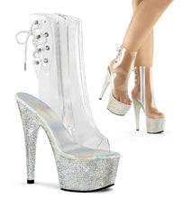 Load image into Gallery viewer, BEJEWELED-1018DM-7 7 Inch Clear Silver Bling Strippers Boots