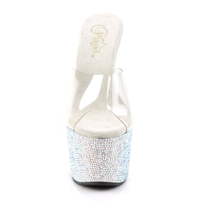 BEJEWELED-701DM Sexy 7 Inch Heel Clear Rhinestones Sexy Shoes