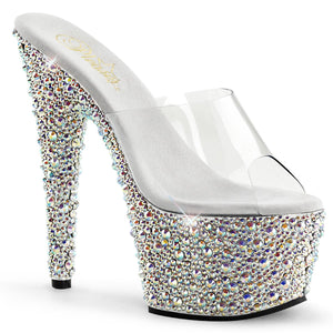 BEJEWELED-701MS Sexy 7" Heel Clear Silver Bling Sexy Shoes